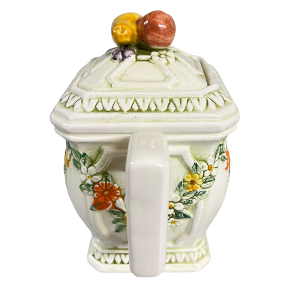 Vintage Lefton Teapot 6755 Fruit Floral Garland Garden Orchard Cottage - Picture 3 of 12